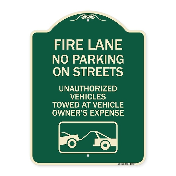 Fire Lanes No Parking on Streets Unauthorized Vehicles Towed at Owner Expense, A-DES-G-1824-23987